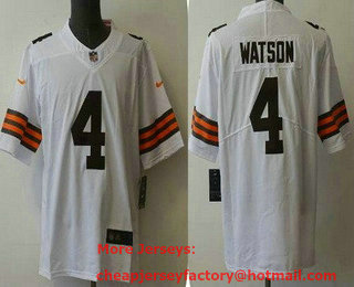 Women's Cleveland Browns #4 Deshaun Watson Limited White Vapor Jersey
