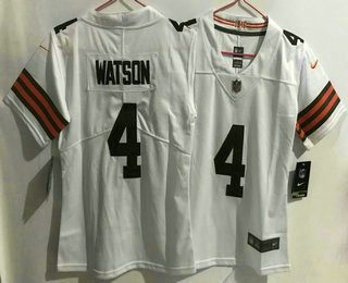 Women's Cleveland Browns #4 Deshaun Watson Whte 2022 NEW Vapor Untouchable Stitched NFL Nike Limited Jersey
