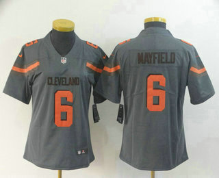 Women's Cleveland Browns #6 Baker Mayfield Grey 2019 Inverted Legend Stitched NFL Nike Limited Jersey