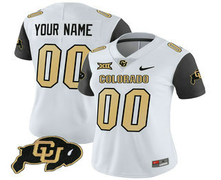 Women's Colorado Buffaloes Custom White Black With XII Patch FUSE Vapor Stitched Jersey