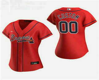 Women's Custom Atlanta Braves 2020 Red Alternate Replica Jersey
