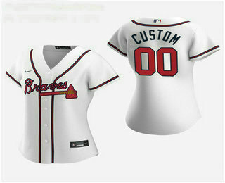 Women's Custom Atlanta Braves 2020 White Home Replica Jersey