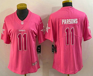 Women's Dallas Cowboys #11 Micah Parsons Pink Fashion 2017 Rush NFL Nike Limited Jersey