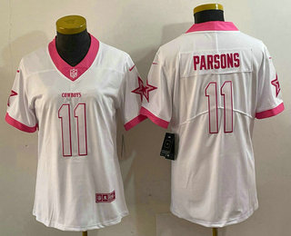 Women's Dallas Cowboys #11 Micah Parsons White Pink 2016 Color Rush Fashion Nike Limited Jersey