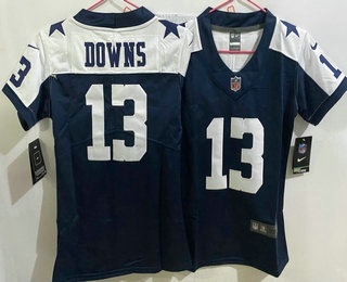Women's Dallas Cowboys #13 Caleb Downs Limited Navy Alternate Vapor Jersey