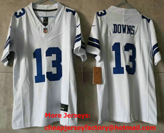 Women's Dallas Cowboys #13 Caleb Downs Limited White FUSE Jersey