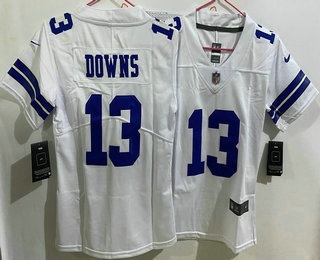 Women's Dallas Cowboys #13 Caleb Downs Limited White Vapor Jersey