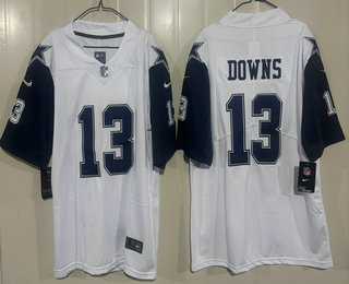 Women's Dallas Cowboys #13 Caleb Downs White Throwback Vapor Jersey