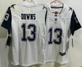 Women's Dallas Cowboys #13 Caleb Downs White Throwback Vapor Jersey