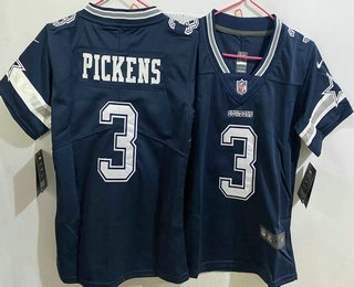 Women's Dallas Cowboys #3 George Pickens Limited Navy Vapor Jersey