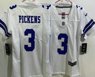 Women's Dallas Cowboys #3 George Pickens Limited White Vapor Jersey