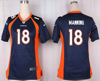 Women's Denver Broncos #18 Peyton Manning Navy Blue Alternate Stitched NFL Nike Game Jersey