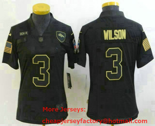 Women's Denver Broncos #3 Russell Wilson Black 2022 Salute To Service Stitched NFL Nike Limited Jersey