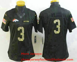 Women's Denver Broncos #3 Russell Wilson Black Anthracite 2022 Salute To Service Stitched NFL Nike Limited Jersey