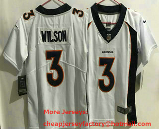 Women's Denver Broncos #3 Russell Wilson White 2022 Vapor Untouchable Stitched NFL Nike Limited Jersey
