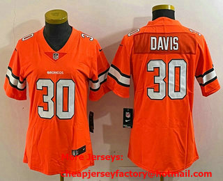 Women's Denver Broncos #30 Terrell Davis Orange 2018 Color Rush Stitched NFL Nike Limited Jersey