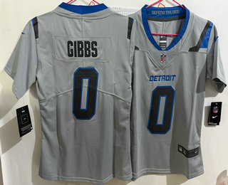 Women's Detroit Lions #0 Jahmyr Gibbs Grey 2026 Vapor Rivalries Collection Limited Stitched Jersey