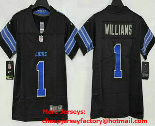 Women's Detroit Lions #1 Jameson Williams Limited Black Vapor Jersey