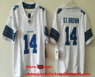 Women's Detroit Lions #14 Amon Ra St Brown Limited White 2024 FUSE Vapor Jersey