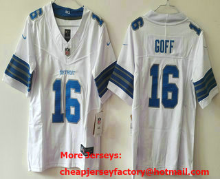 Women's Detroit Lions #16 Jared Goff Limited White 2024 FUSE Vapor Stitched Jersey