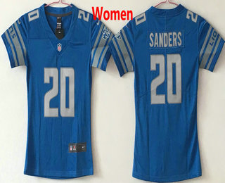 Women's Detroit Lions #20 Barry Sanders Light Blue 2017 Vapor Untouchable Stitched NFL Nike Limited Jersey