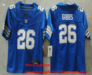 Women's Detroit Lions #26 Jahmyr Gibbs Limited Blue 2024 FUSE Vapor Jersey