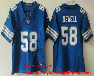 Women's Detroit Lions #58 Penei Sewell Limited Blue 2024 FUSE Vapor Jersey