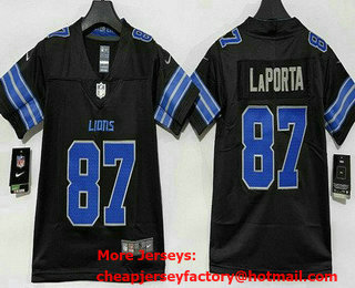 Women's Detroit Lions #87 Sam Laporta Limited Black Vapor Jersey