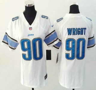 Women's Detroit Lions #90 Gabe Wright Nike White Game Jersey