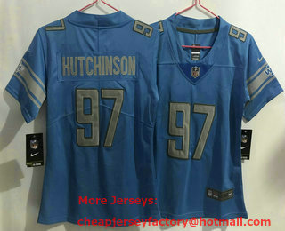 Women's Detroit Lions #97 Aidan Hutchinson Light Blue 2022 Vapor Untouchable Stitched Nike Limited Jersey