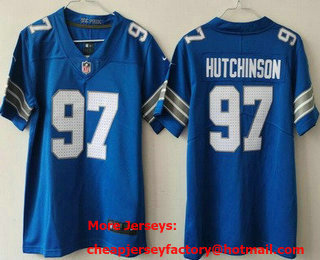 Women's Detroit Lions #97 Aidan Hutchinson Limited Blue 2024 Vapor Jersey