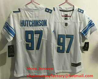 Women's Detroit Lions #97 Aidan Hutchinson White 2022 Vapor Untouchable Stitched Nike Limited Jersey