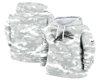 Women's Detroit Lions Arctic Camo 2024 Salute to Service Club Fleece Pullover Hoodie
