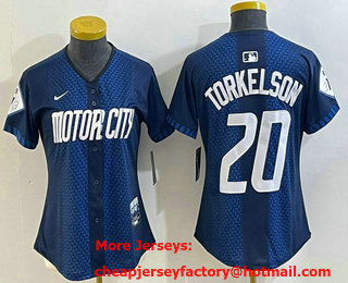 Women's Detroit Tigers #20 Spencer Torkelson 2024 Navy City Connect Cool Base Limited Stitched Jersey