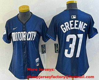 Women's Detroit Tigers #31 Riley Greene 2024 Navy City Connect Cool Base Limited Stitched Jersey