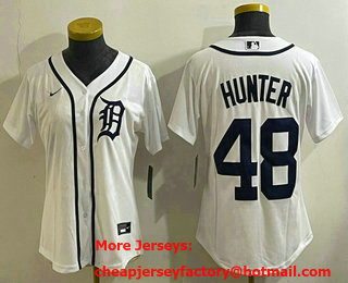 Women's Detroit Tigers #48 Brant Hurter White Cool Base Stitched Jersey