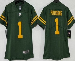 Women's Green Bay Packers #1 Micah Parsons Limited Green Alternate Vapor Jersey