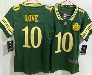 Women's Green Bay Packers #10 Jordan Love Green 2026 Vapor Rivalries Collection Limited Stitched Jersey