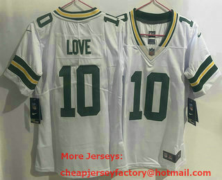 Women's Green Bay Packers #10 Jordan Love White 2020 Vapor Untouchable Stitched Nike Limited Jersey