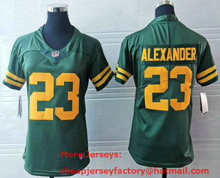 Women's Green Bay Packers #23 Jaire Alexander Green Yellow 2021 Vapor Untouchable Stitched NFL Nike Limited Jersey