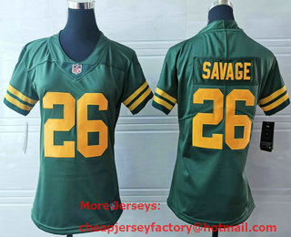 Women's Green Bay Packers #26 Darnell Savage Jr Green Yellow 2021 Vapor Untouchable Stitched NFL Nike Limited Jersey
