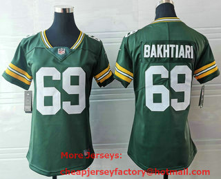 Women's Green Bay Packers #69 David Bakhtiari Green 2021 Vapor Untouchable Stitched NFL Nike Limited Jersey