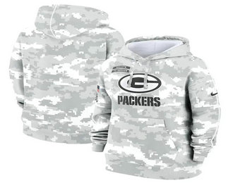Women's Green Bay Packers Arctic Camo 2024 Salute to Service Club Fleece Pullover Hoodie