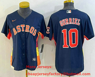 Women's Houston Astros #10 Yuli Gurriel Navy Blue With Patch Stitched MLB Cool Base Nike Jersey