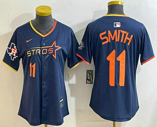 Women's Houston Astros #11 Cam Smith Navy 2025 City Connect Limited Stitched Jersey