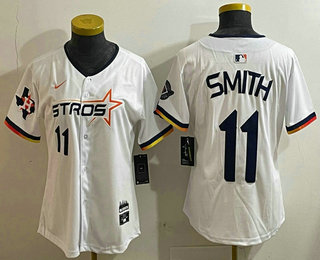 Women's Houston Astros #11 Cam Smith White 2025 City Connect Limited Stitched Jersey