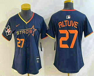 Women's Houston Astros #27 Jose Altuve Navy 2025 City Connect Limited Jersey