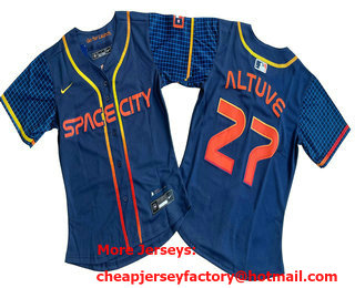 Women's Houston Astros #27 Jose Altuve Navy Blue City Connect Limited Stitched Jersey