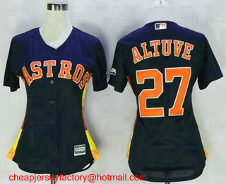 Women's Houston Astros #27 Jose Altuve Navy Blue Stitched MLB Cool Base Jersey