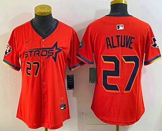 Women's Houston Astros #27 Jose Altuve Orange 2025 City Connect Limited Stitched Jersey